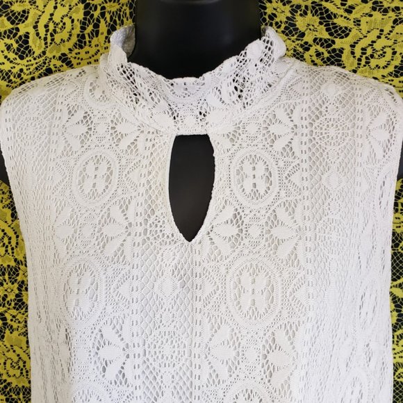 Keyhole Vintage Inspired High Neck Lace Swing Dress - Picture 2 of 5